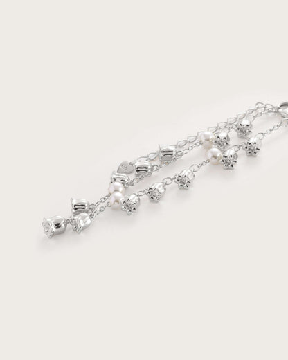 Lily of the Valley Pearl Bracelet in Silver