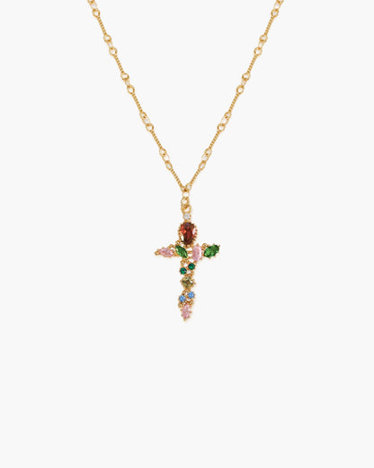 Iridescent Cross Necklace