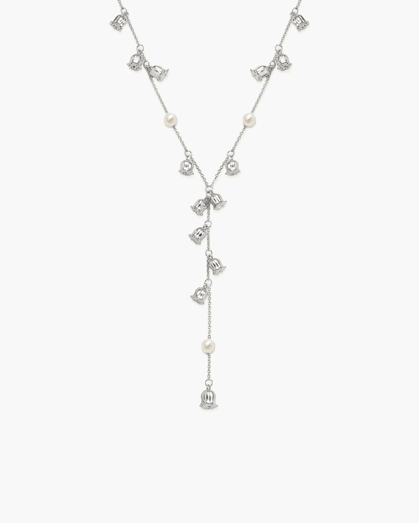 Lily of the Valley Pearl Lariat Necklace