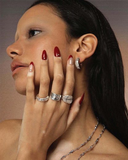 Serenade of Orchid Hoops in Silver