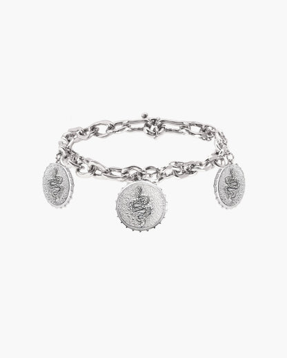 Trinity Snake Coin Double Chain Bracelet in Gold