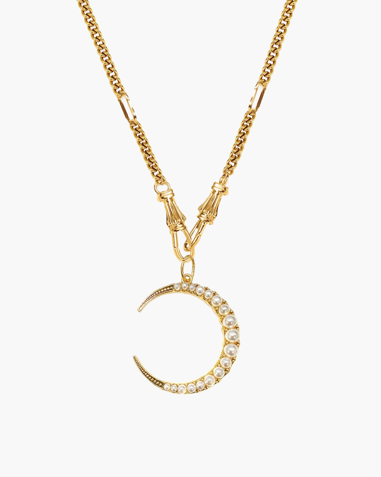 Deco Clasp Chain Necklace in Gold