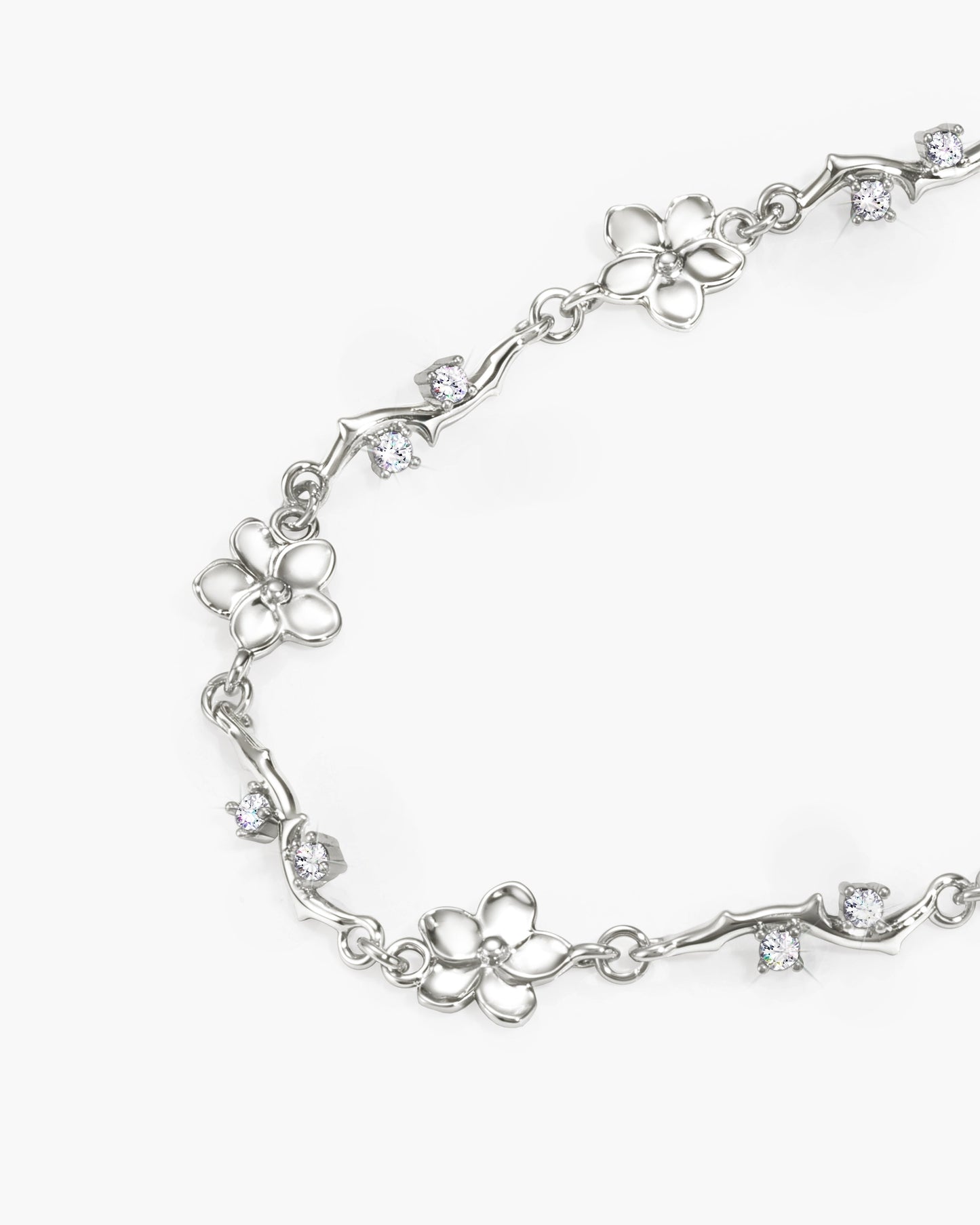 Ivy Floral Bracelet in Silver