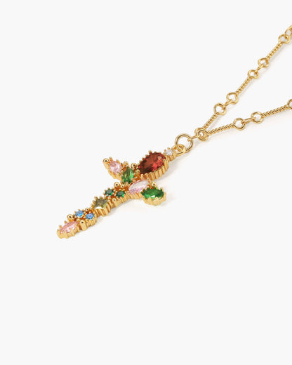 Iridescent Cross Necklace