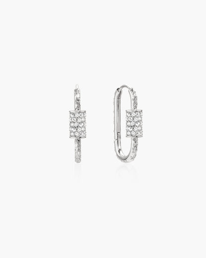 Eden Carabiner Huggie Earrings in Silver