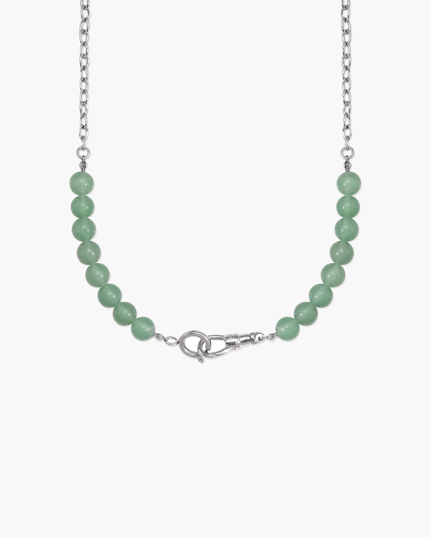 Green Aventurine Beaded Necklace with Charm Holder Clasp