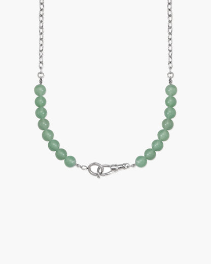 Green Aventurine Beaded Necklace with Charm Holder Clasp