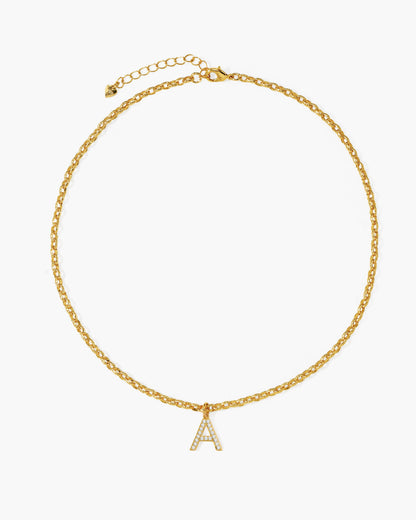 Pav¨¦ Initial Chain Necklace