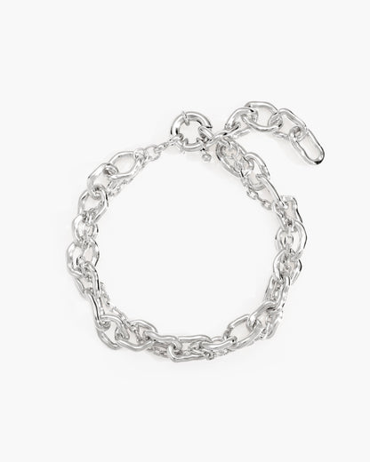 Molten Dual Chain Bracelet in Silver
