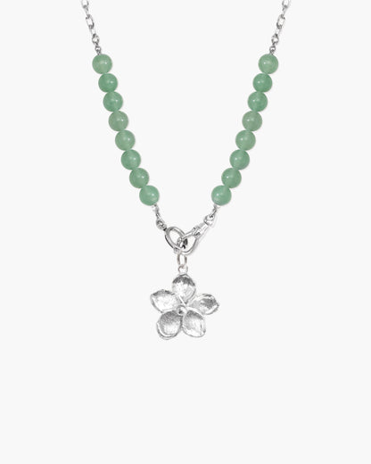 Green Aventurine Beaded Necklace with Charm Holder Clasp