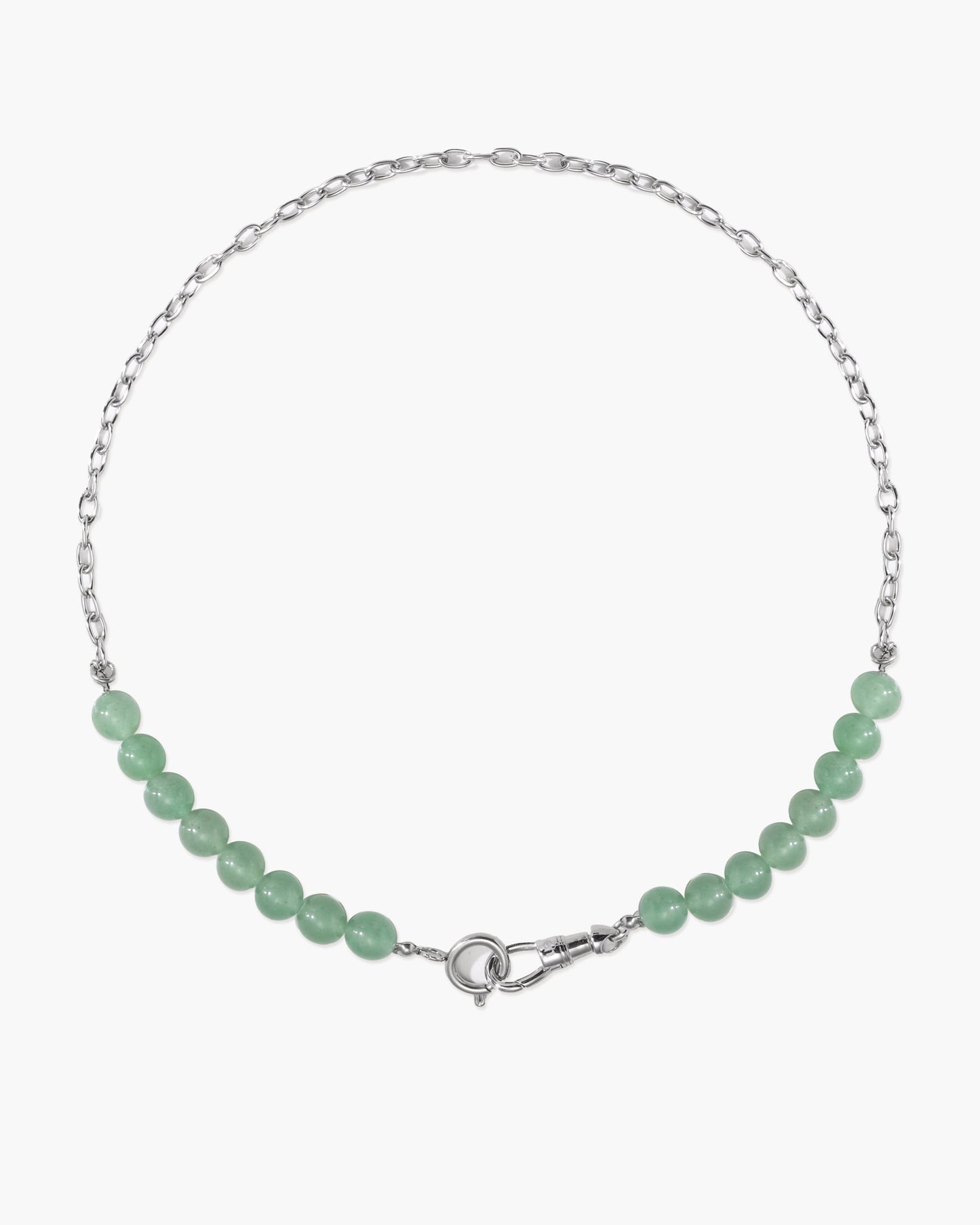 Green Aventurine Beaded Necklace with Charm Holder Clasp