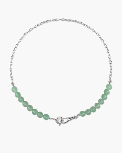Green Aventurine Beaded Necklace with Charm Holder Clasp