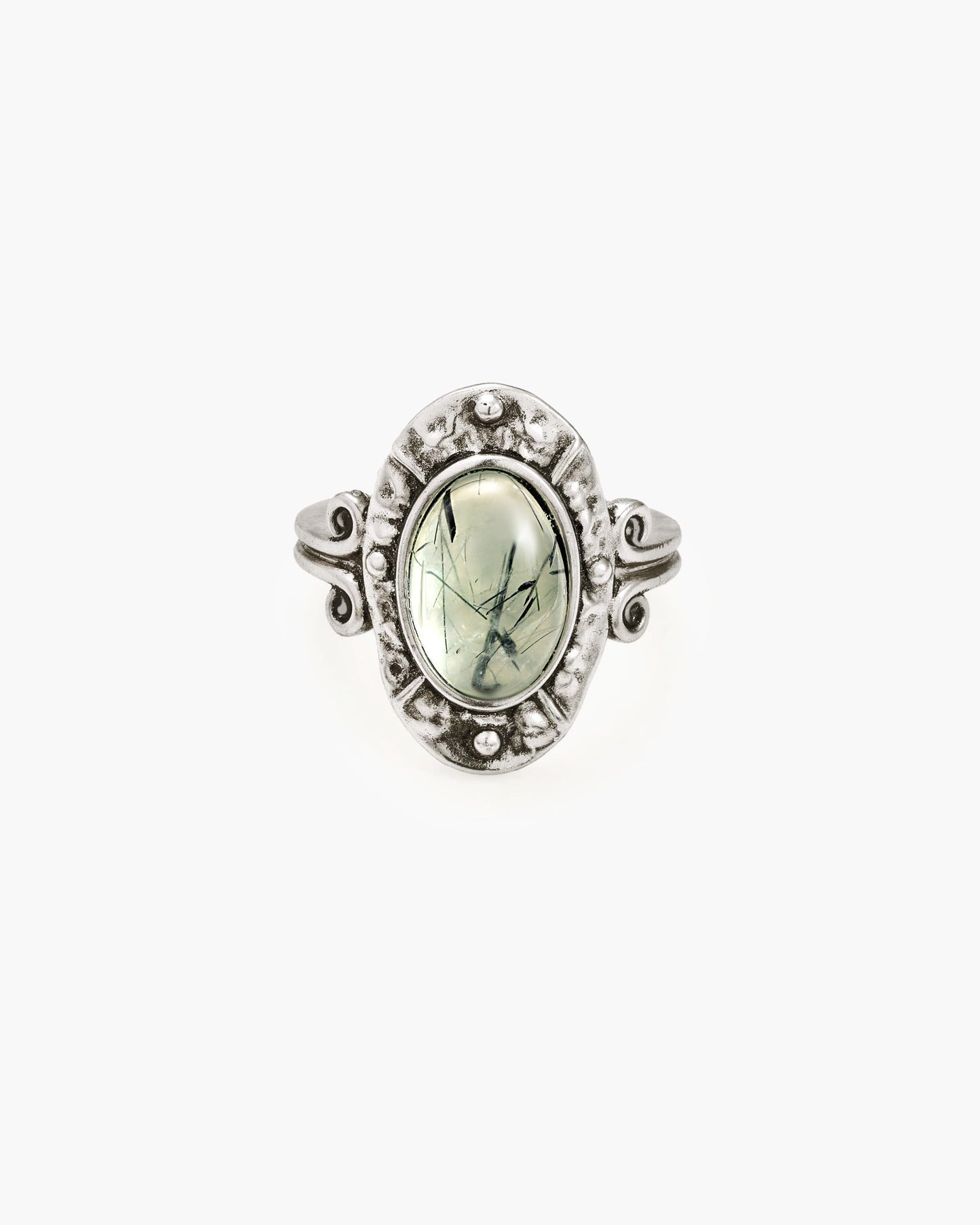 Lunar Veil Moss Agate Ring