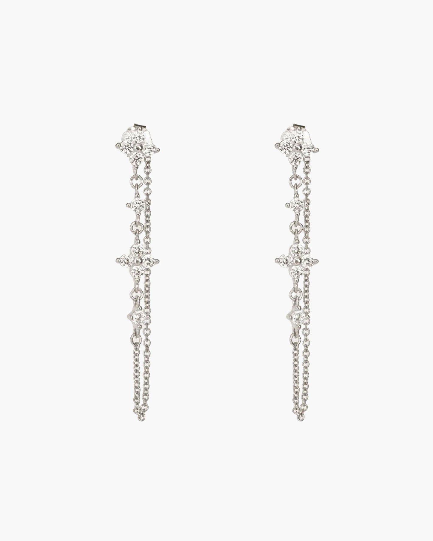 Silver Clover Drop Earrings