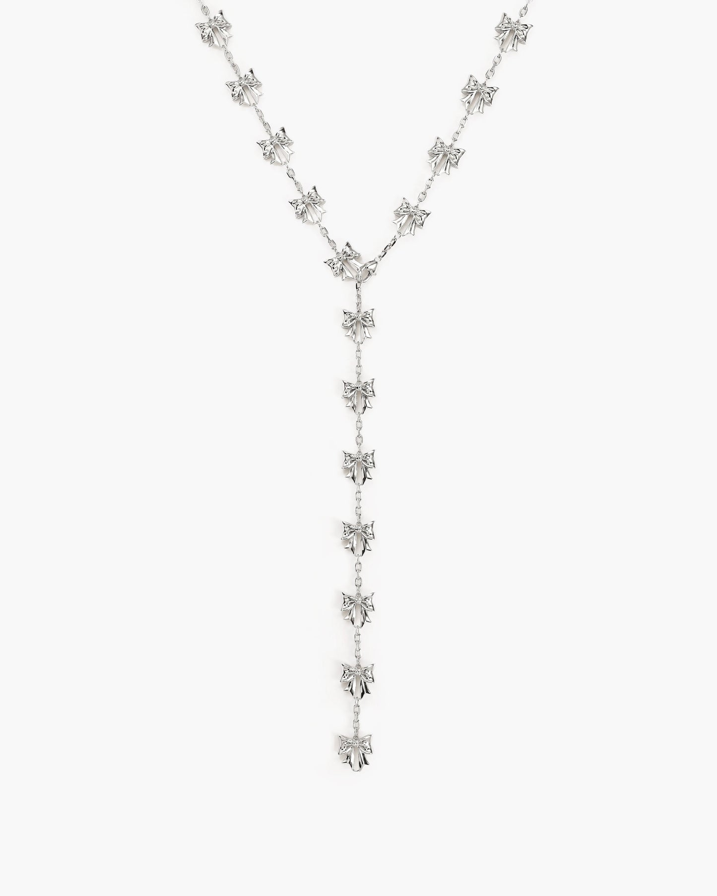 Bow Lariat Long Necklace in Gold