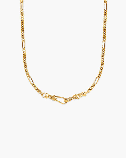 Deco Clasp Chain Necklace in Gold