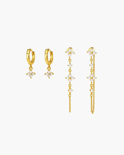 Silver Clover Drop Earrings