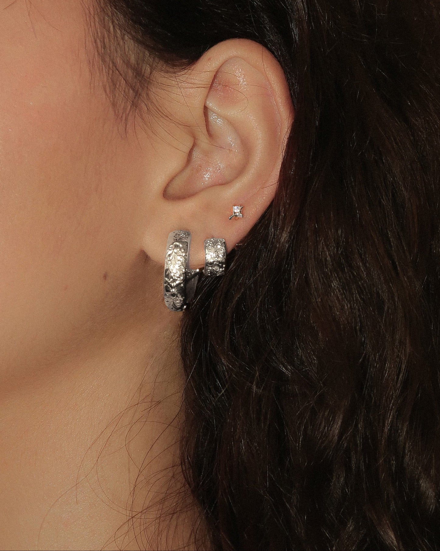 Serenade of Orchid Hoops in Silver