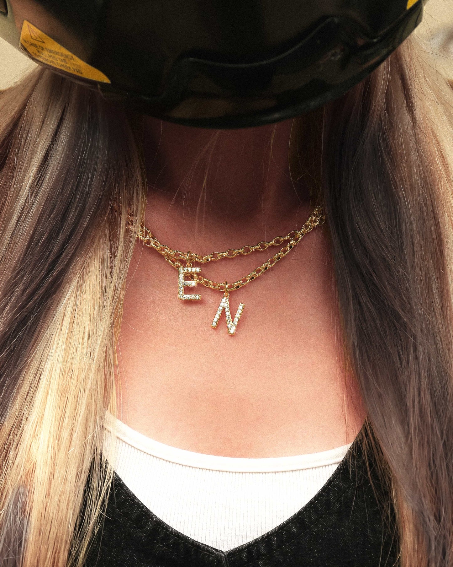Pav¨¦ Initial Chain Necklace