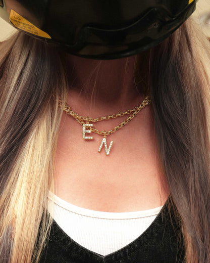 Pav¨¦ Initial Chain Necklace