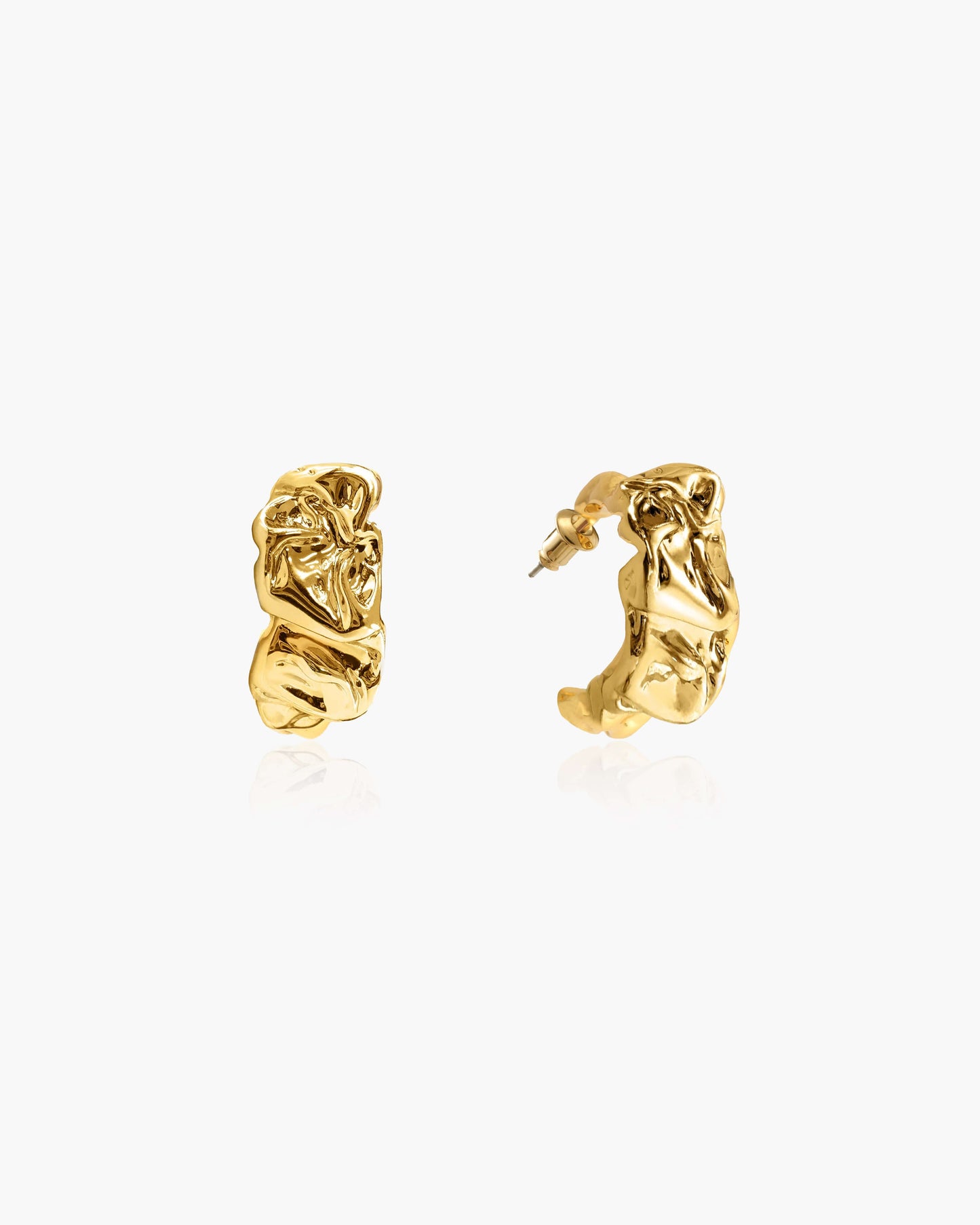 Textured Molten Earrings in Gold
