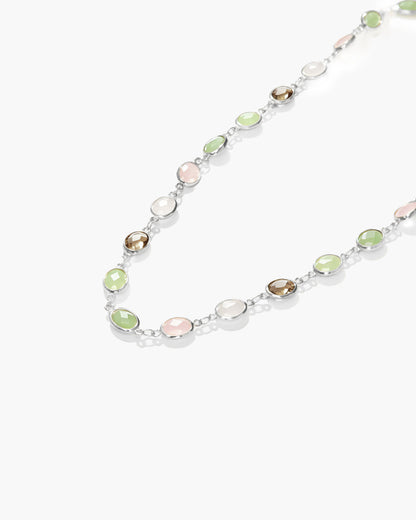 Whimsical Romance Stone Necklace in Silver
