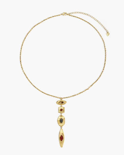 Petra Multi-Stone Drop Necklace in Gold
