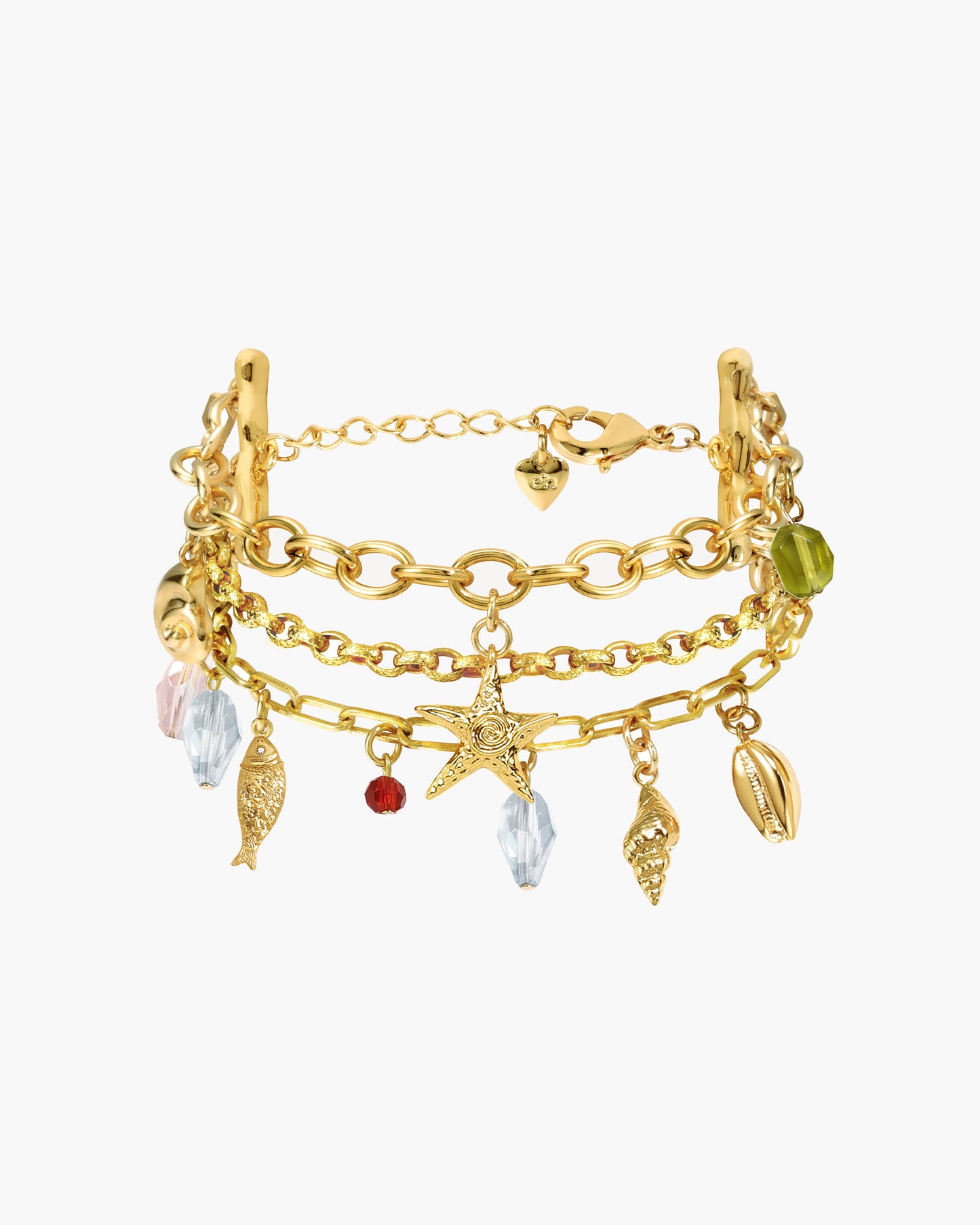 Coral Dancer Multi-charm Bracelet in Gold