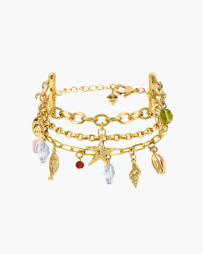 Coral Dancer Multi-charm Bracelet in Silver