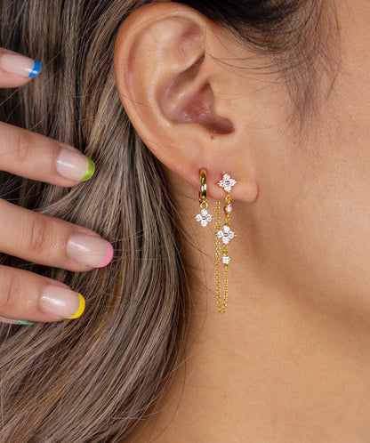 Gold Clover Drop Earrings