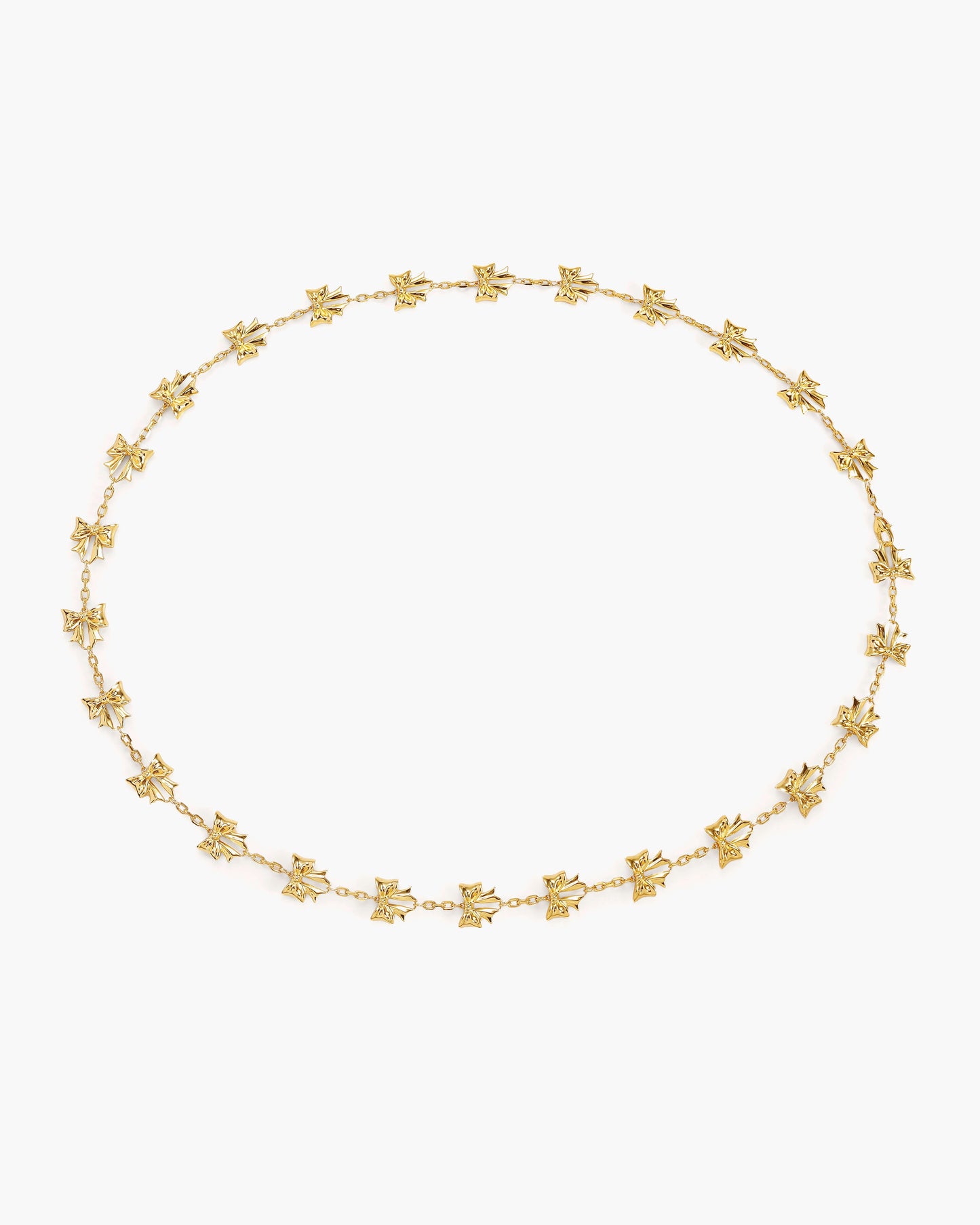 Bow Lariat Long Necklace in Gold