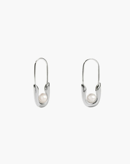 Silver Petite Safety Pin Earrings
