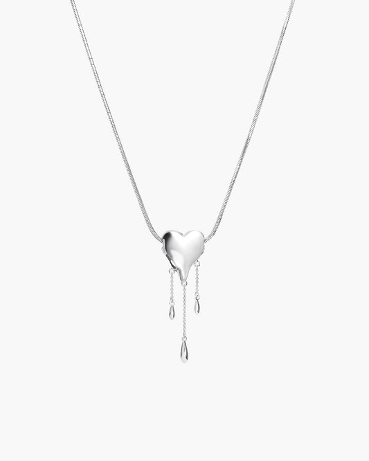 Venom¡¯s Golden Drip Heart Necklace in Silver