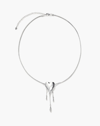 Venom¡¯s Golden Drip Heart Necklace in Silver