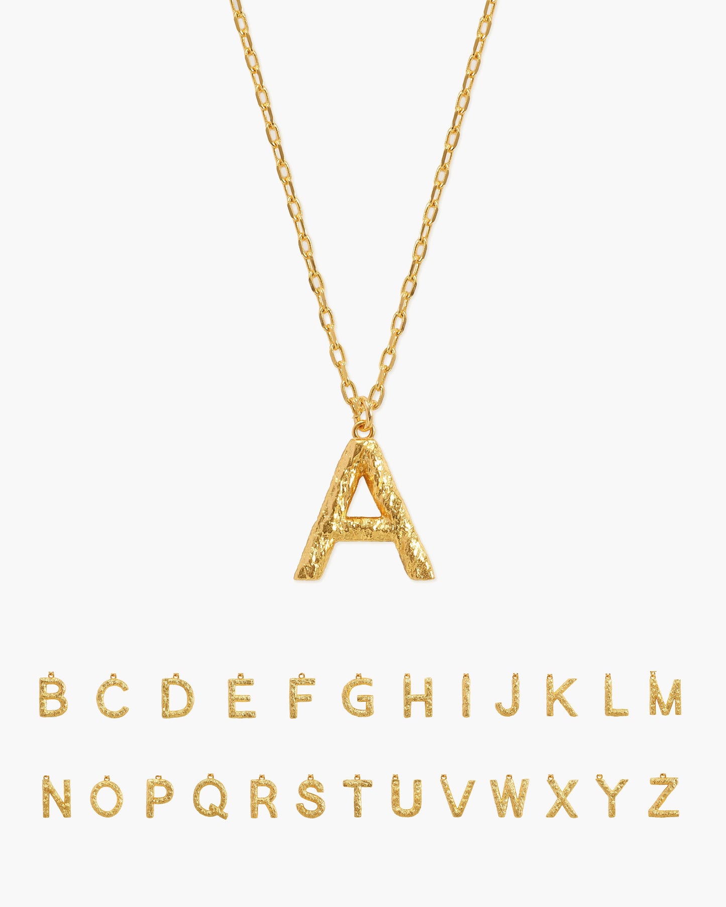 Textured Initial Letter Necklace